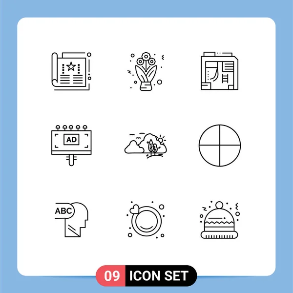 User Interface Outline Pack Moderner Zeichen Und Symbole Für Berg — Stockvektor