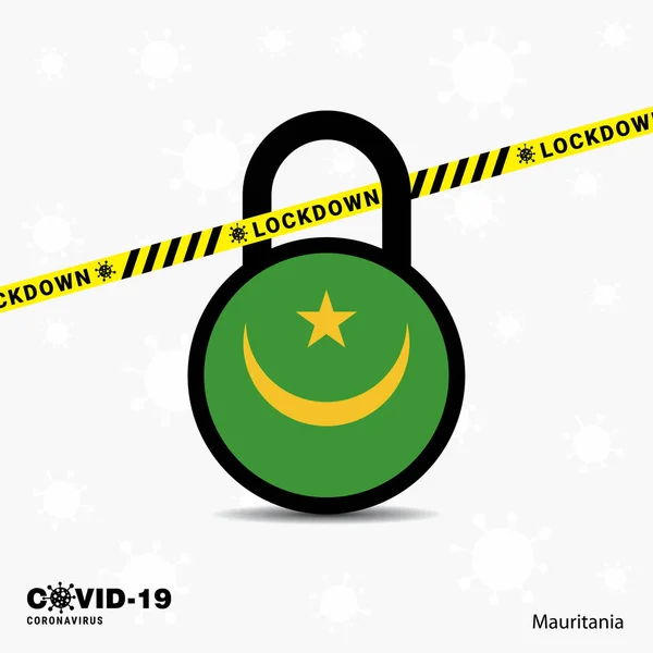 Mauritania Lock Mandó Localizar Coronavirus Pandemia Conciencia Plantilla Covid Lock — Vector de stock