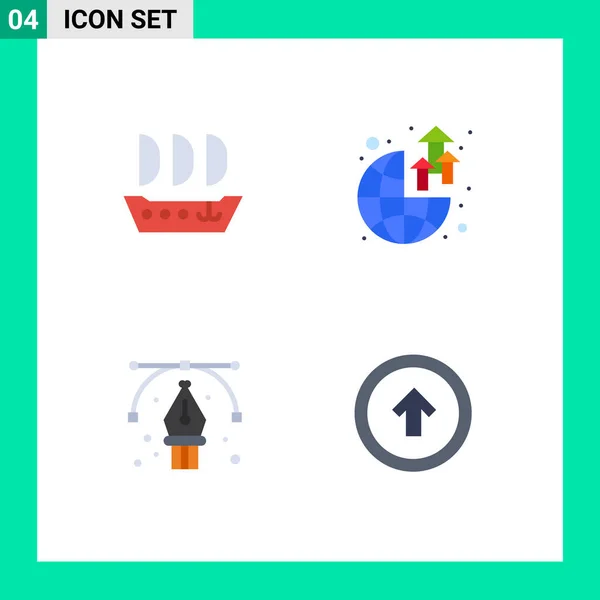 Group Flat Icons Signs Symbols Argosy Design Global Profit Arrow — Διανυσματικό Αρχείο