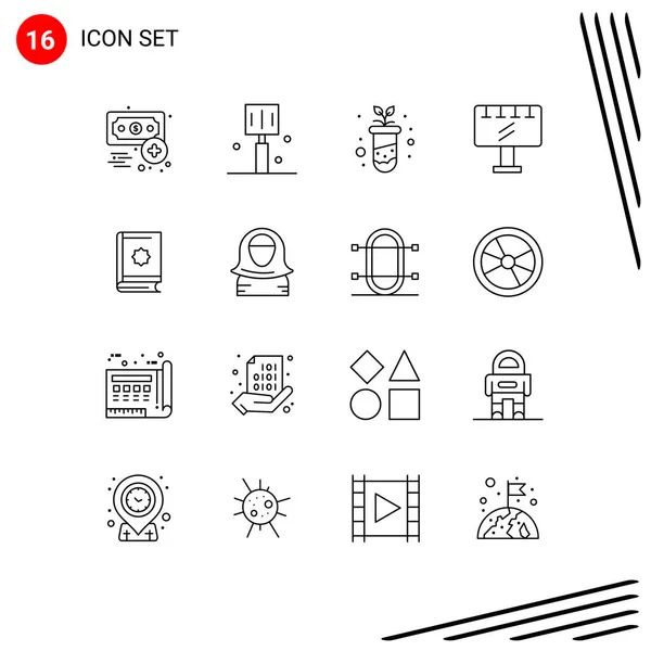 2014 Mobile Interface Outline Set Pictograms Book Demonery Farms Slogan — 스톡 벡터