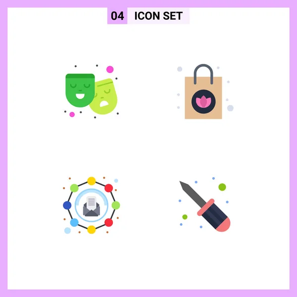 Universal Icon Symbols Group Modern Flat Icons Mask Marketing Film — Stock Vector