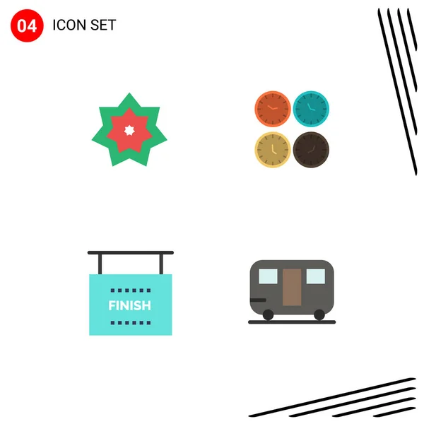 Icône Plate Pack Symboles Universels Saint Fuseau Horaire Mois Entreprise — Image vectorielle