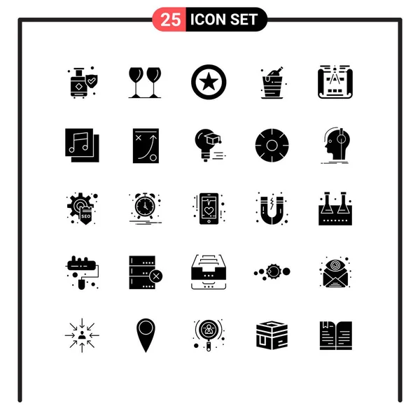 Creative Icons Modern Signs Symbols Albums Engineering Design Favorite Blueprint — Stock Vector