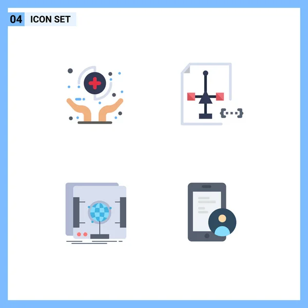 Groupe Icônes Plates Signes Symboles Pour Les Mains Fichier Assurance — Image vectorielle