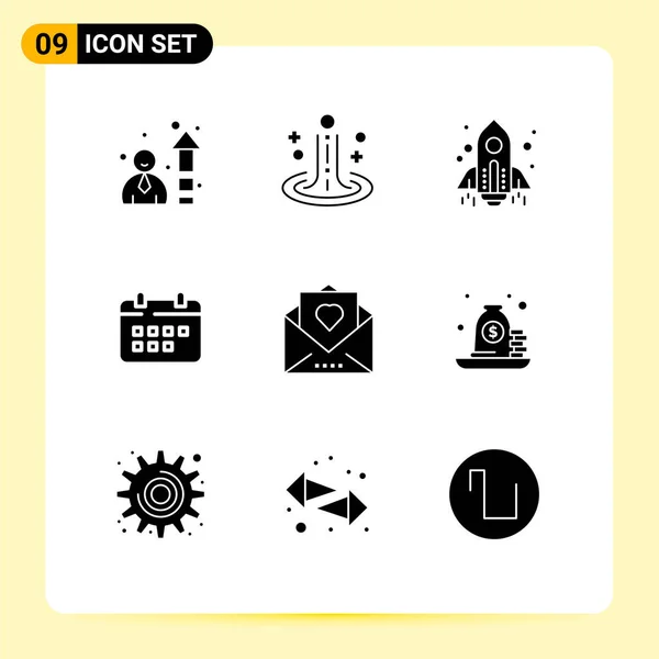 Set Modern Icons Símbolos Sinais Para Amor Férias Nave Espacial — Vetor de Stock