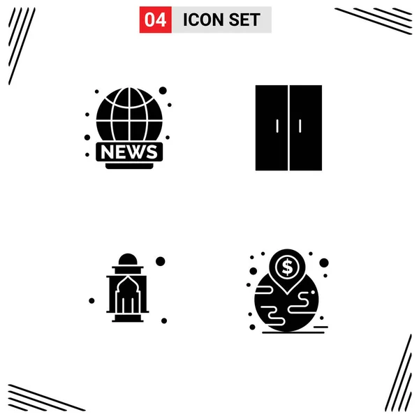 Stock Vector Icon Pack Mit Zeilenzeichen Und Symbolen Für Weltweit — Stockvektor