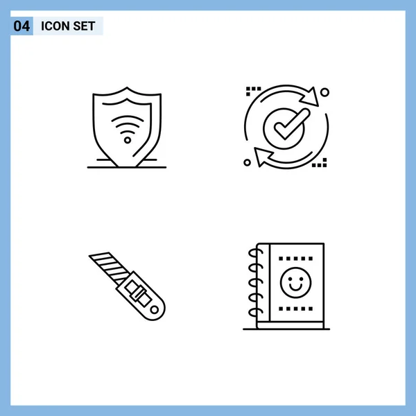 Stock Vector Icon Pack Mit Linienzeichen Und Symbolen Für Internet — Stockvektor