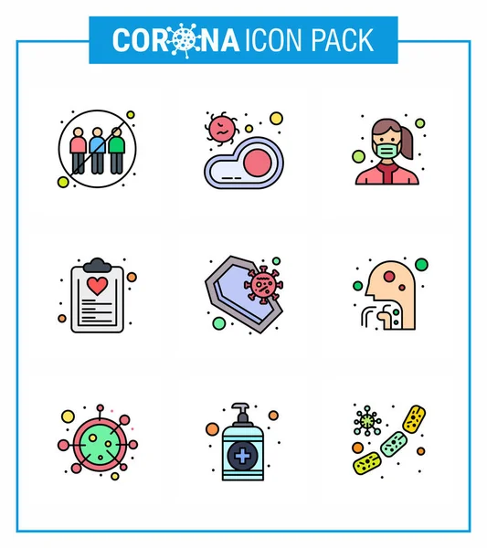 Coronavirus Prevention Symbol Set Blau Gesundheitswesen Checkliste Übertragung Verschleiß Schutz — Stockvektor