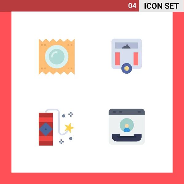 Mobile Interface Flat Icon Set Mit Piktogrammen Von Kondom Karneval — Stockvektor