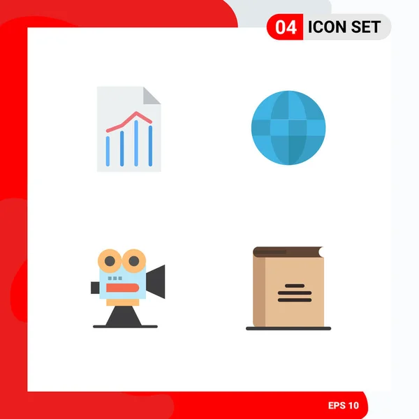 Mobile Interface Flat Icon Set Mit Piktogrammen Für Dokument Kamera — Stockvektor