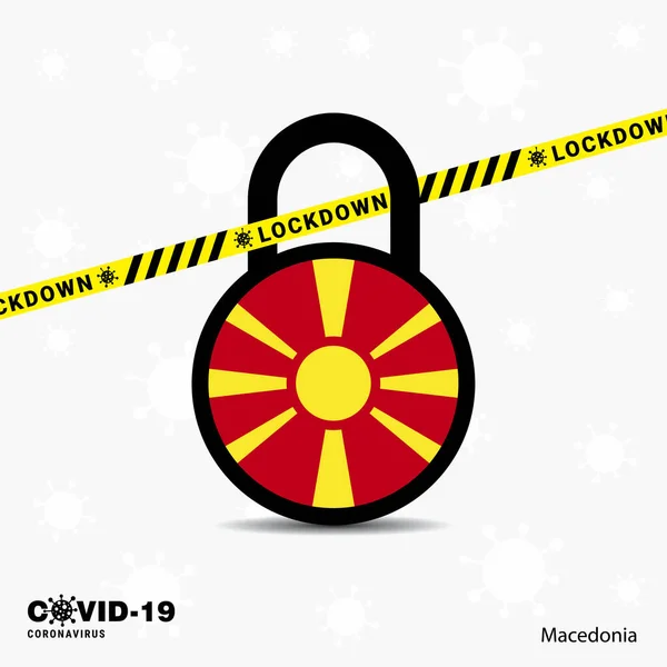 Macedonia Lock Lock Modelo Consciência Pandêmica Coronavirus Covid Bloquear Design — Vetor de Stock