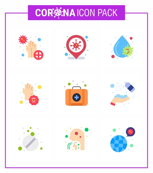 Covid Proteção Coronavirus Pendamic Flat Color Icon Set Hands Dirty —  Vetores de Stock