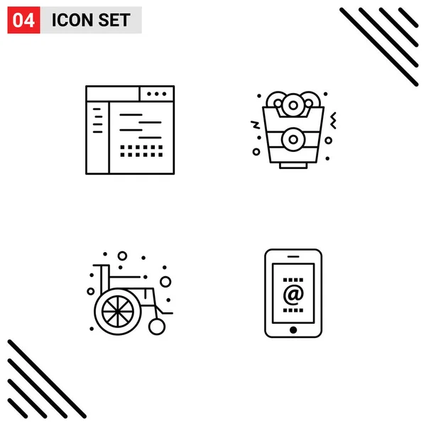Conjunto Iconos Interfaz Usuario Moderna Símbolos Signos Para Código Rueda — Vector de stock
