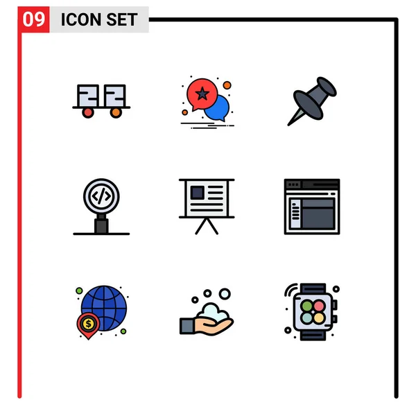 Conjunto Iconos Interfaz Usuario Moderna Símbolos Signos Para Finanzas Búsqueda — Vector de stock