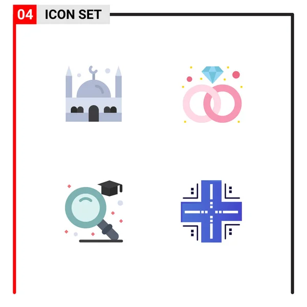 Pictogram Set Simple Flat Icons Islam Graduation Ramadan Ring Database — Stockový vektor