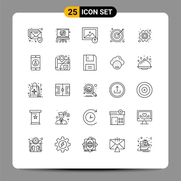 Groupe Lignes Signes Symboles Pour Application Travail Photo Équipement Cible — Image vectorielle