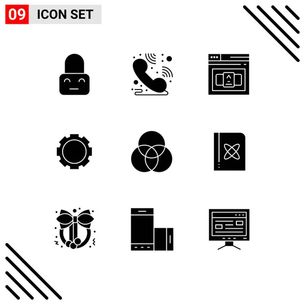 Set Modern Icons Symbols Signs Book Color Code Circles Setting — Stock Vector