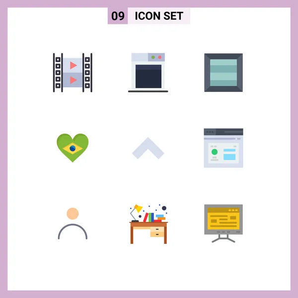 Universal Icon Symbols Group Modern Flat Colores Navegador Caja Flecha — Archivo Imágenes Vectoriales