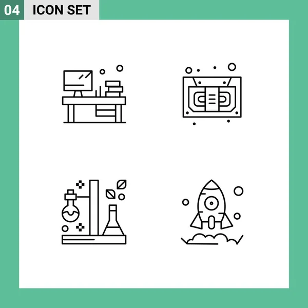 Pack Couleurs Plates Filledline Modernes Signes Symboles Pour Supports Impression — Image vectorielle