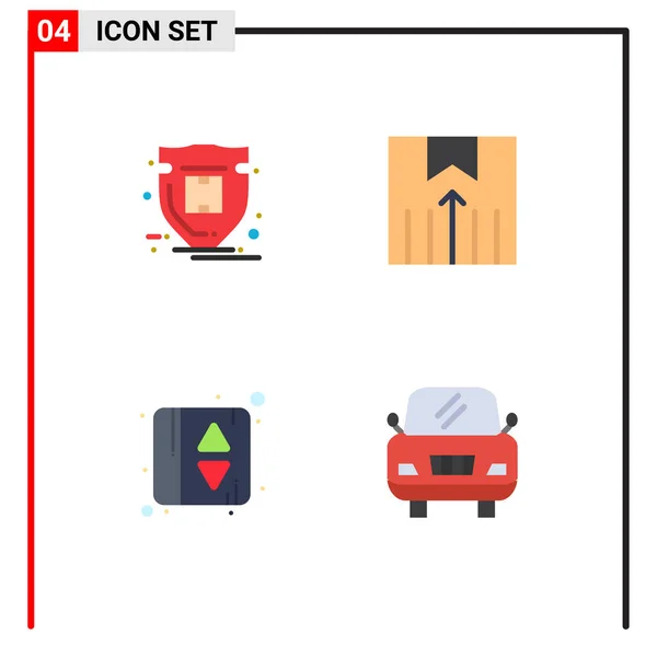 Modern Set Flat Icons Symbols Package Elevator Door Parcel Shipping — Stock Vector