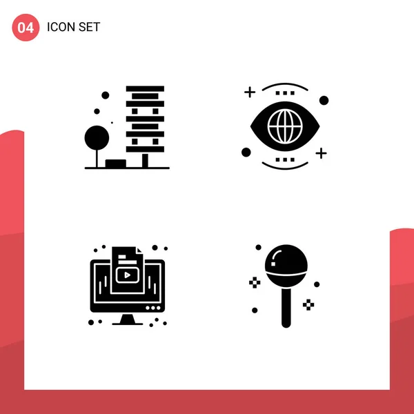 Mobile Interface Solid Glyph Set Von Piktogrammen Der Landwirtschaft Vision — Stockvektor