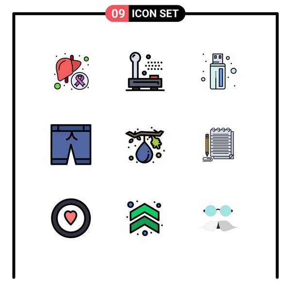 Groupe Filledline Couleurs Plates Signes Symboles Pour Nourriture Pantalon Équipement — Image vectorielle