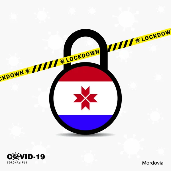 Mordovia Lock Hecho Lock Coronavirus Conciencia Pandémica Plantilla Covid Lock — Vector de stock