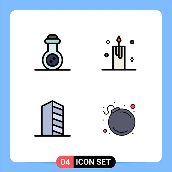 Vector Icon Pack Line Signs Symbols Bacteria Construction Candle Light — 스톡 벡터