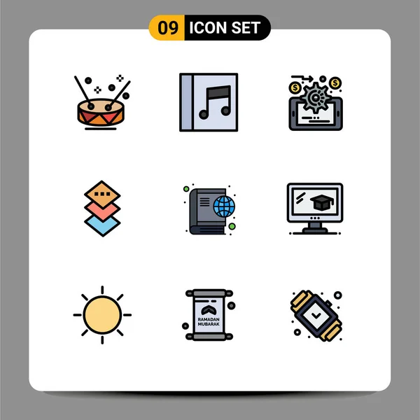 Stock Vector Icon Pack Line Signs Symbols Education Internet Data — 스톡 벡터