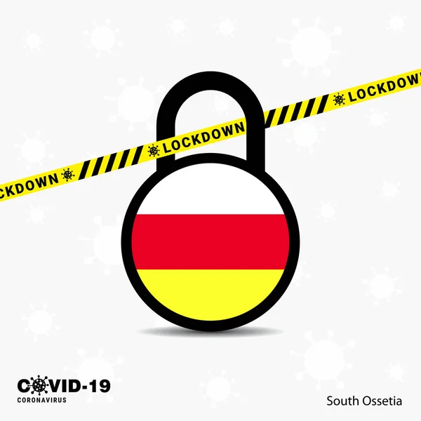 South Osetia Lock Lock Plantilla Conciencia Pandémica Coronavirus Diseño Bloqueo — Vector de stock