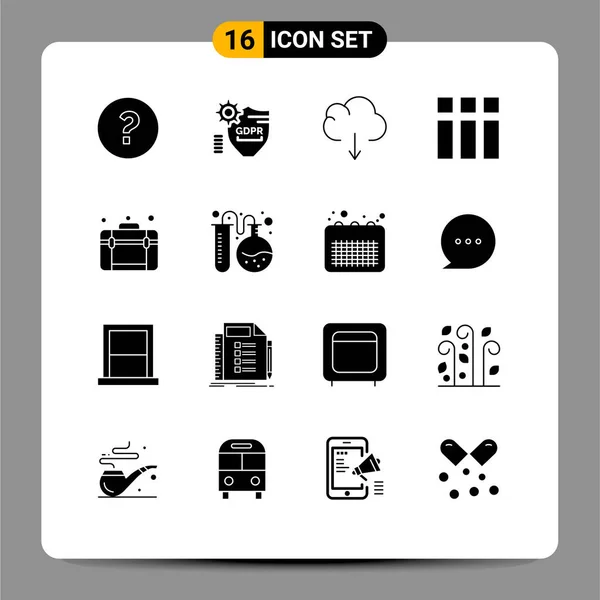 Thematic Vector Solid Glyphs Editable Symbols Travel Bag Cloud Layout — Stockový vektor