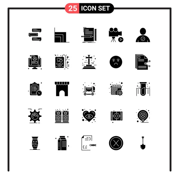 Set Modern Icons Symbols Signs Movie Film Finance Camera Programming — Stock Vector