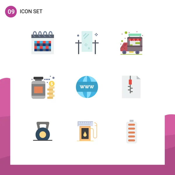 Set Modern Icons Sysymbols Signs Business Money Reflection Jar Food — Archivo Imágenes Vectoriales