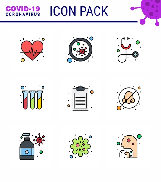 Novel Coronavirus 2019 Ncov Filled Line Flat Color Icon Pack — Stock Vector