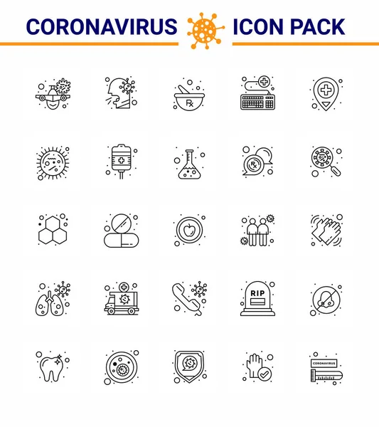 Coronavirus 2019 Ncov Covid Megelőzés Ikon Készlet Orvosi Billentyűzet Emberek — Stock Vector