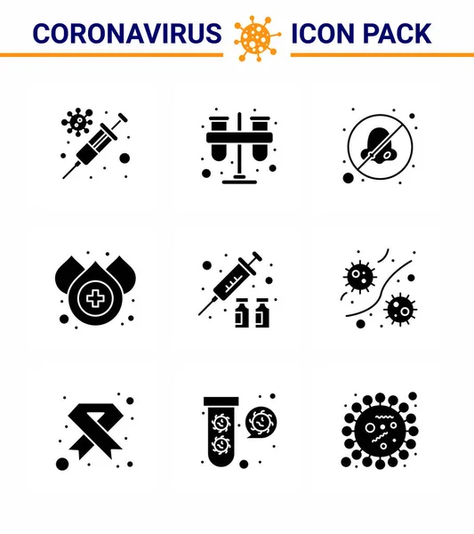 Coronavirus Precaution Tips Icon Healthcare Guidelines Presentation Solid Glyph Black — Stock Vector