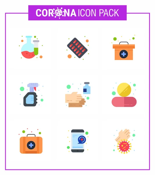 Coronavirus Vorsorgetipps Icon Für Gesundheitsrichtlinien Präsentation Flache Farbe Icon Pack — Stockvektor