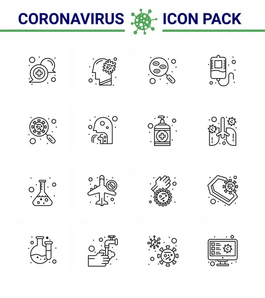 Coronavirus Line Icona Sul Tema Dell Epidemia Corona Contiene Icone — Vettoriale Stock