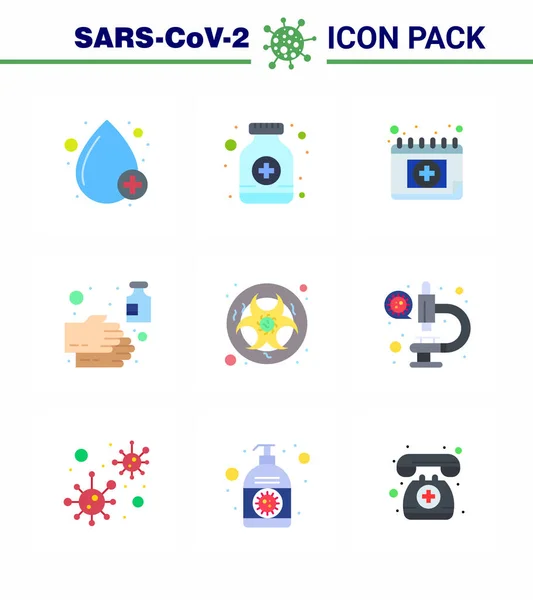 Coronavirus Flat Color Icon Set Theme Corona Epidemic Contains Icons — Stock Vector