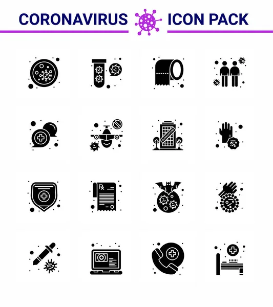 Romanzo Coronavirus 2019 Ncov Glyph Solido Black Icon Pack Trasmettitori — Vettoriale Stock