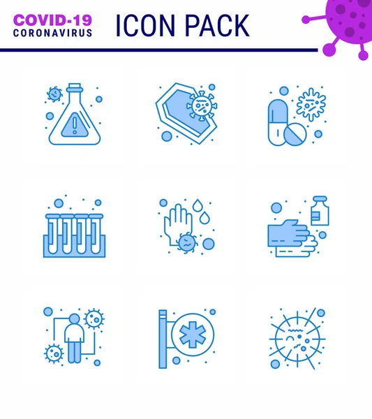Coronavirus Awareness Icon Blue Icons Icon Included Tubes Experiment Virus — Stock Vector