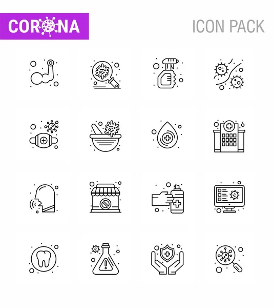 Coronavirus Precaution Tips Icon Healthcare Guidelines Presentation Line Icon Pack — Stock Vector