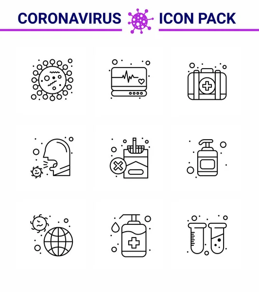 Línea Coronavirus Enfermedad Prevención Vector Icono Enfermo Cuidado Salud Monitor — Archivo Imágenes Vectoriales