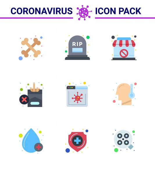 Flat Color Corona Virus Pandemic Vector Illustrations Website Browser Shop — Stock Vector