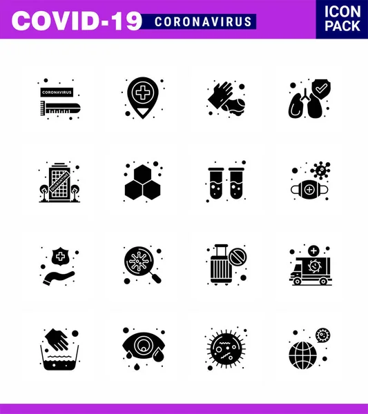 Solid Glyph Black Coronavirus Disease Prevention Vector Icon Staying Coronavirus — Vettoriale Stock