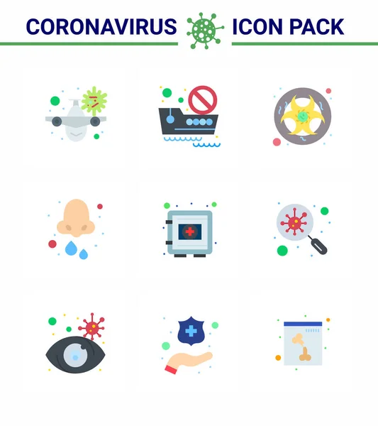 Coronavirus Awareness Icon Flat Color Icons Icon Included Health Cold — Stock Vector