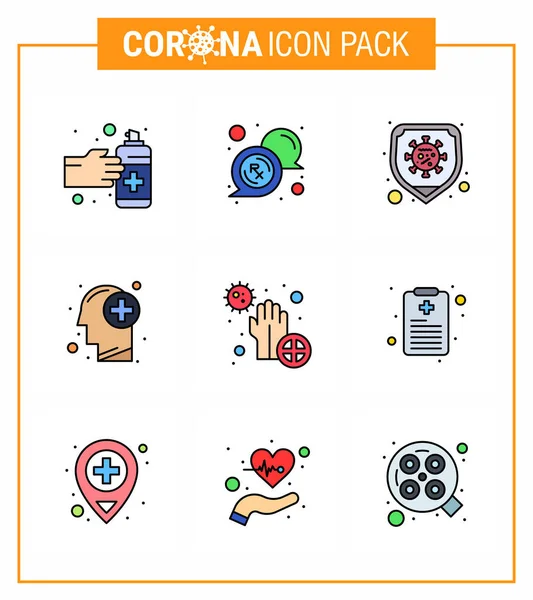 Filled Line Flat Color Coronavirus Epidemic Icon Pack Suck Dirty — Stock Vector