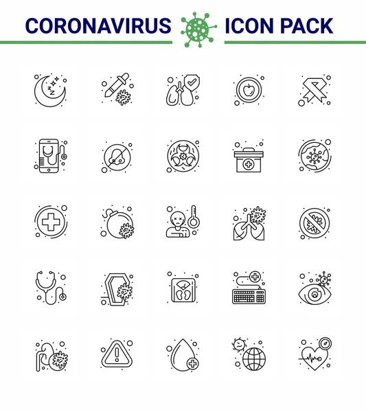 Coronavirus Line Icon Set Theme Corona Epidemic Contains Icons Medical — Stock Vector