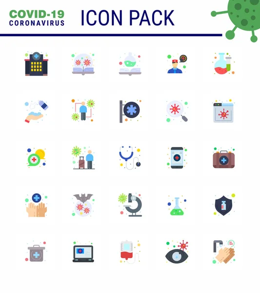 Corona Virus Disease Flat Color Icon Pack Suck Lab Communication — Stock Vector