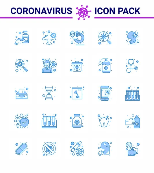 Icona Consapevolezza Coronavirus Icone Blu Icona Inclusa Tosse Virus Airoplan — Vettoriale Stock